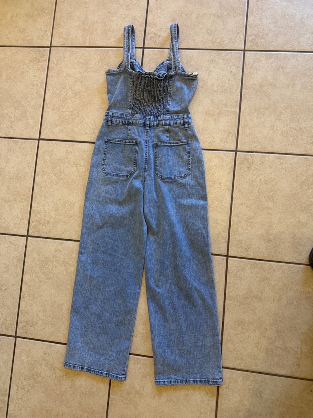 Steve Madden Medium Blue Denim Wide-Leg Jumpsuit - Picture 12 of 13